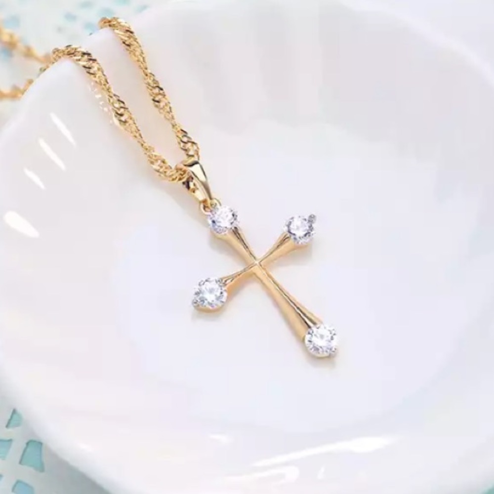 Cubic Zirconia Pendant Cross Necklace - Picture 4 of 5